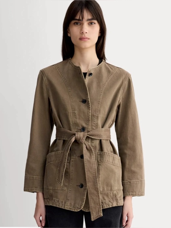 Everlane Jackets & Blazers - Everlane the long denim barrel jacket garment dyed chocolate size extra small